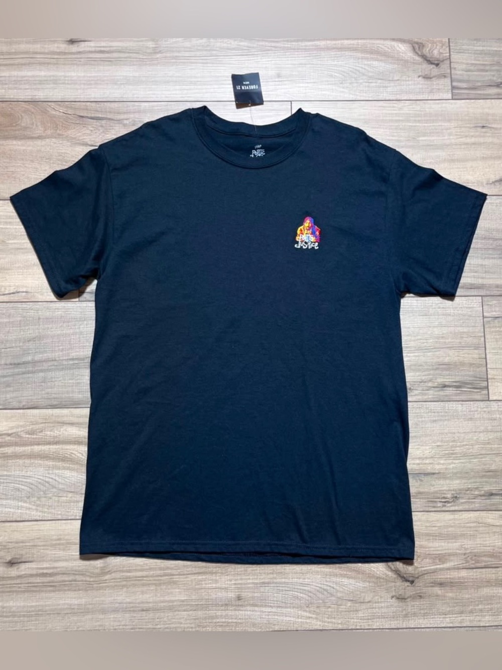 Poetic Justice Mens Tupac Shakur Graphic Logo Short‎ Sleeve T-Shirt Medium Black